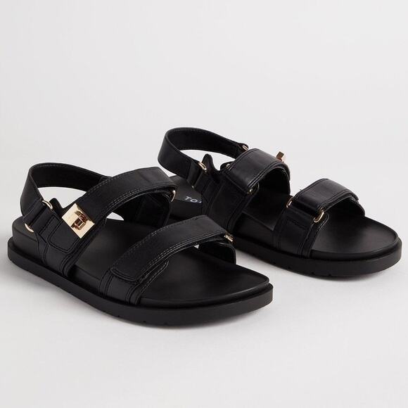 Torrid Black Turnlock Gladiator Sandals WW Chunky Band Shoes Size 9WW Extra Wide - Picture 2 of 11